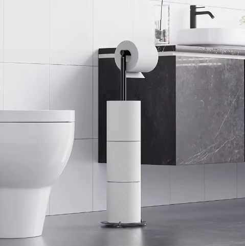 Verticale Toiletrolhouder – Verplaatsbare Vloerstaande Tissuehouder voor Badkamer en Keuken