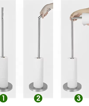 Vrijstaande Toiletrolhouder – RVS Papierstandaard Badkamer