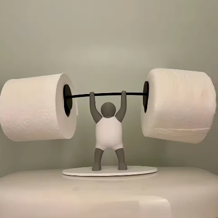 Grappige Gewichtheffer Toiletrolhouder – Vrijstaand 3D-Geprint Design