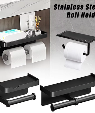 Toiletrolhouder Wandmontage van Aluminiumlegering met Opbergplank