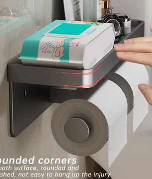 Toiletrolhouder Wandmontage van Aluminiumlegering met Opbergplank