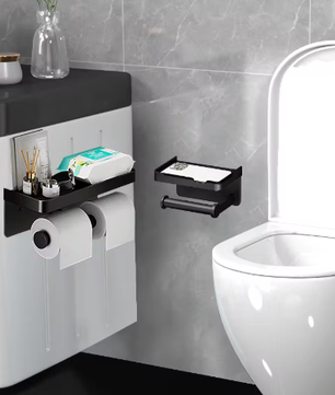 Toiletrolhouder Wandmontage van Aluminiumlegering met Opbergplank