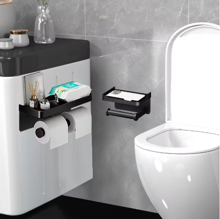 Toiletrolhouder Wandmontage van Aluminiumlegering met Opbergplank