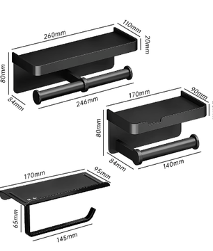 Toiletrolhouder Wandmontage van Aluminiumlegering met Opbergplank