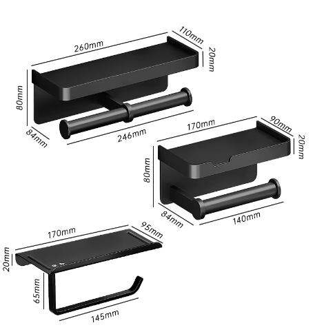 Toiletrolhouder Wandmontage van Aluminiumlegering met Opbergplank