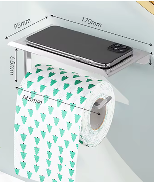 Toiletrolhouder Wandmontage van Aluminiumlegering met Opbergplank