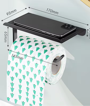 Toiletrolhouder Wandmontage van Aluminiumlegering met Opbergplank