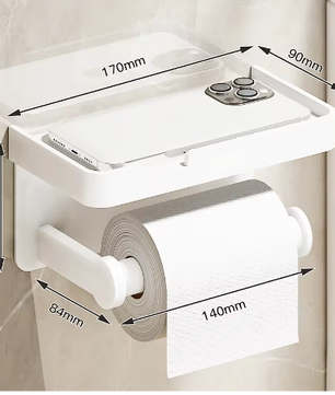 Toiletrolhouder Wandmontage van Aluminiumlegering met Opbergplank