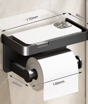 Toiletrolhouder Wandmontage van Aluminiumlegering met Opbergplank