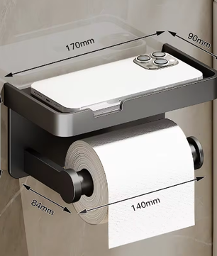 Toiletrolhouder Wandmontage van Aluminiumlegering met Opbergplank