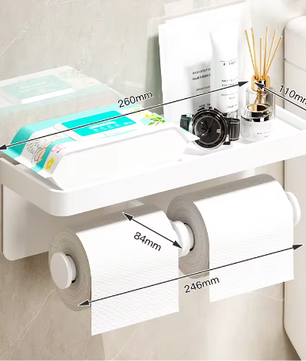 Toiletrolhouder Wandmontage van Aluminiumlegering met Opbergplank