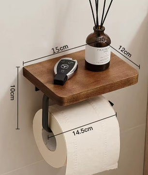 Toiletrolhouder met Walnoot Houten Plank en RVS Wandmontage