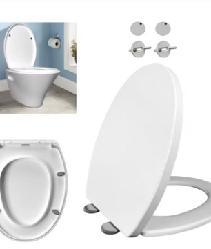 Ovale WC-Bril met Soft-Close – Quick Release, Topmontage en 360° Verstelbare Scharnieren