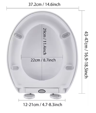 Ovale WC-Bril met Soft-Close – Quick Release, Topmontage en 360° Verstelbare Scharnieren