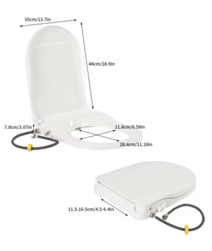 Niet-Elektrische Toiletbril met Dubbel Mondstuksysteem – Voor- en Achterwas, Soft-Close Demping en Ergonomische Zitting