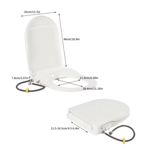 Niet-Elektrische Toiletbril met Dubbel Mondstuksysteem – Voor- en Achterwas, Soft-Close Demping en Ergonomische Zitting