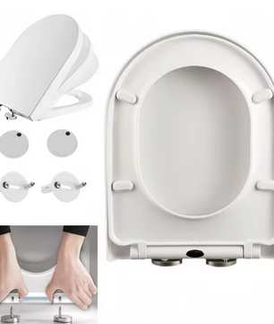 D-Type Toiletbril met Soft-Close en Antibacteriële Afwerking – Afneembaar Deksel met 360° Verstelbaar Scharnier