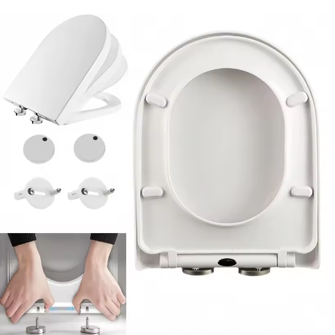 D-Type Toiletbril met Soft-Close en Antibacteriële Afwerking – Afneembaar Deksel met 360° Verstelbaar Scharnier