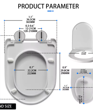 D-Type Toiletbril met Soft-Close en Antibacteriële Afwerking – Afneembaar Deksel met 360° Verstelbaar Scharnier