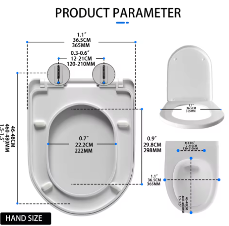 D-Type Toiletbril met Soft-Close en Antibacteriële Afwerking – Afneembaar Deksel met 360° Verstelbaar Scharnier