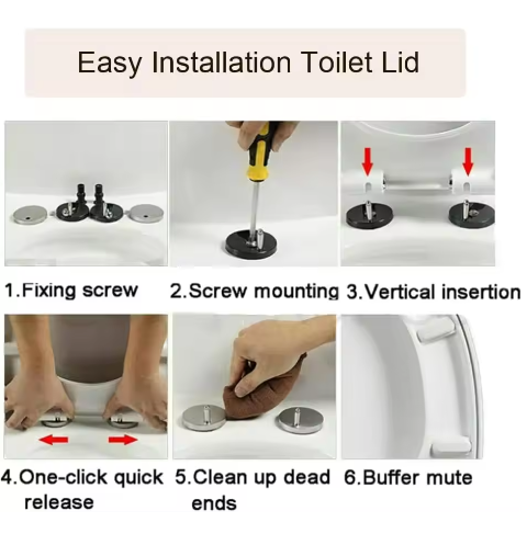 D-Type Toiletbril met Soft-Close en Antibacteriële Afwerking – Afneembaar Deksel met 360° Verstelbaar Scharnier