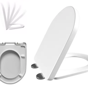 Premium D-Vorm Toiletbril met Soft-Close – Afneembaar Antibacterieel Toiletdeksel met Verstelbare Scharnieren