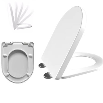 Premium D-Vorm Toiletbril met Soft-Close – Afneembaar Antibacterieel Toiletdeksel met Verstelbare Scharnieren