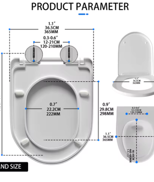 Premium D-Vorm Toiletbril met Soft-Close – Afneembaar Antibacterieel Toiletdeksel met Verstelbare Scharnieren
