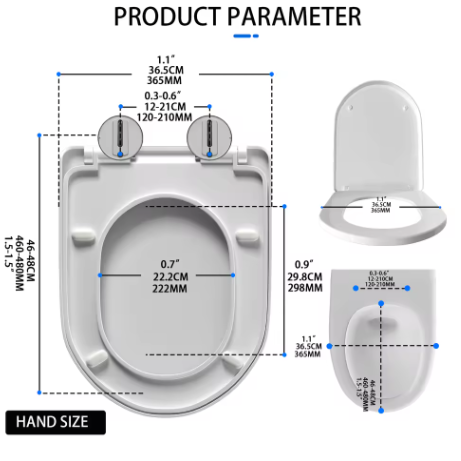 Premium D-Vorm Toiletbril met Soft-Close – Afneembaar Antibacterieel Toiletdeksel met Verstelbare Scharnieren