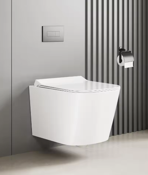 Hangend Toilet Zonder Rand – Keramisch Wandtoilet U/D-Vorm met Soft-Close Toiletbril