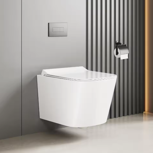 Hangend Toilet Zonder Rand – Keramisch Wandtoilet U/D-Vorm met Soft-Close Toiletbril