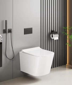Hangend Toilet Zonder Rand – Keramisch Wandtoilet U/D-Vorm met Soft-Close Toiletbril