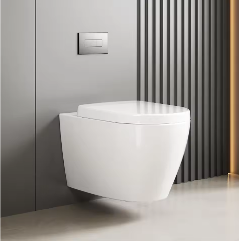 Hangend Toilet Zonder Rand – Keramisch Wandtoilet U/D-Vorm met Soft-Close Toiletbril