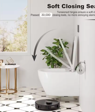 Hangend Toilet Zonder Rand – Keramisch Wandtoilet U/D-Vorm met Soft-Close Toiletbril