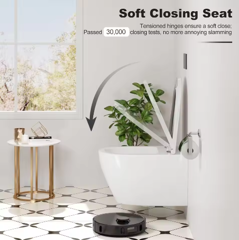 Hangend Toilet Zonder Rand – Keramisch Wandtoilet U/D-Vorm met Soft-Close Toiletbril