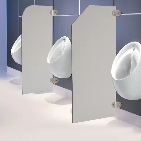 Fenol Laminaat Urinoir Scheidingswand met RVS Beugels – Wandmontage, Commerciële Toiletten