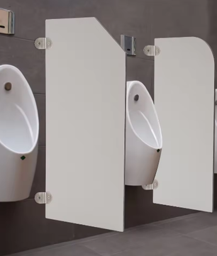 Fenol Laminaat Urinoir Scheidingswand met RVS Beugels – Wandmontage, Commerciële Toiletten