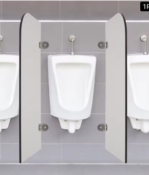 Fenol Laminaat Urinoir Scheidingswand met RVS Beugels – Wandmontage, Commerciële Toiletten