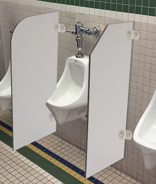 Fenol Laminaat Urinoir Scheidingswand met RVS Beugels – Wandmontage, Commerciële Toiletten