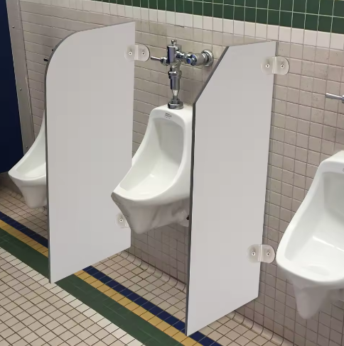 Fenol Laminaat Urinoir Scheidingswand met RVS Beugels – Wandmontage, Commerciële Toiletten