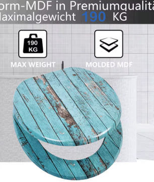 Toiletbril met Soft-Close en Quick Release – MDF Toiletdeksel met Decoratief Motief