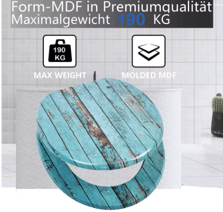 Toiletbril met Soft-Close en Quick Release – MDF Toiletdeksel met Decoratief Motief
