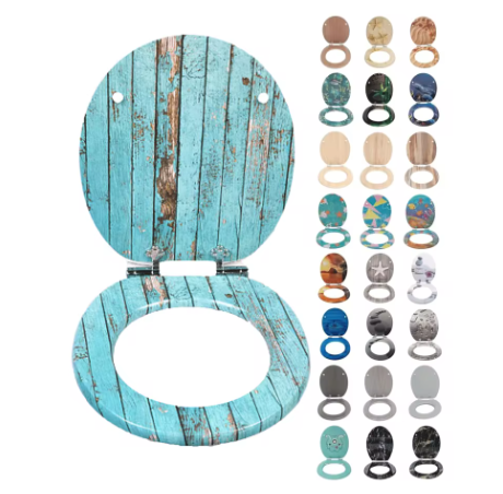 Toiletbril met Soft-Close en Quick Release – MDF Toiletdeksel met Decoratief Motief