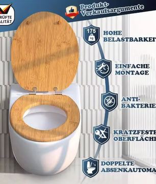 Toiletbril met Soft-Close – MDF WC-Zitting met Snelsluiting en Universele Pasvorm