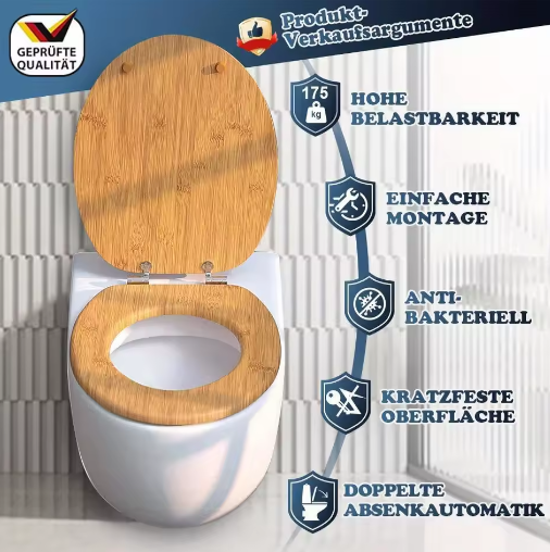 Toiletbril met Soft-Close – MDF WC-Zitting met Snelsluiting en Universele Pasvorm