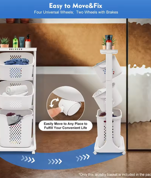 3-Laagse Wasmand met Wielen – Opbergorganisator voor Badkamer en Slaapkamer