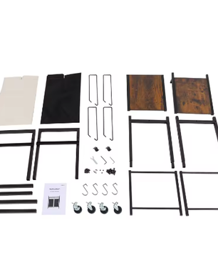 2-Delige Wasmand met Wielen en Bovenplank – Dubbel Compartiment