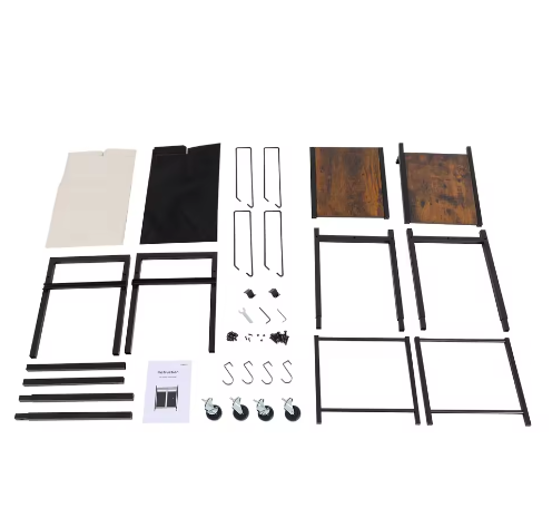 2-Delige Wasmand met Wielen en Bovenplank – Dubbel Compartiment