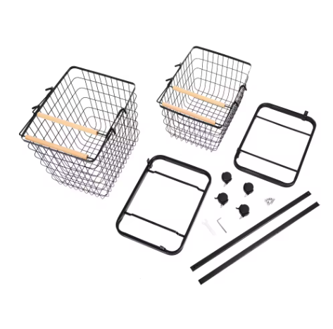 2-laags Metalen Wasmand met Wielen – Zwart, Verwijderbare Manden, Vloerstaand en Praktisch