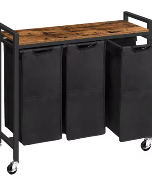 3-Compartiment Wasmand met Deksel – 3 × 40 L, Verrijdbaar en Praktisch